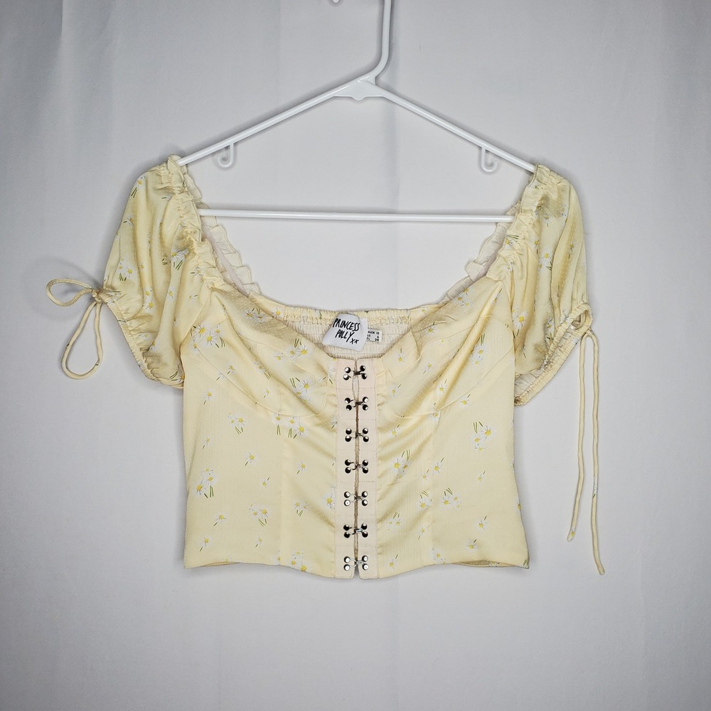 Princess Polly Smocked Crop Top 6‎ Floral Butter Cottagecore Coquette Prairie